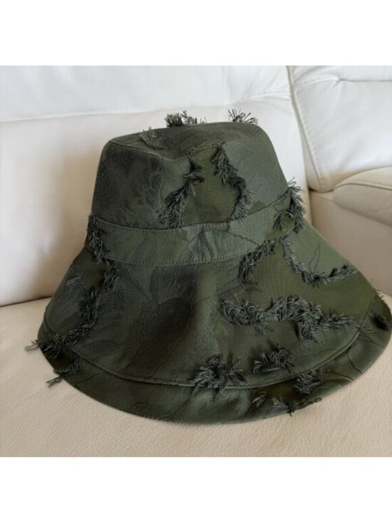 NWT GUCCI Green Double G Distressed Bucket Hat $990 Sz M main image 6